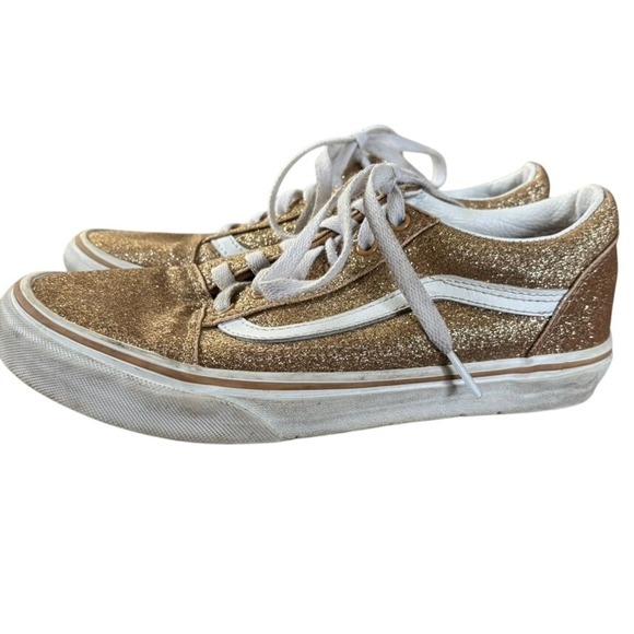 Vans Gold Glitter Sneakers Youth Sz 5 Skater Girly Glam - Picture 1 of 8